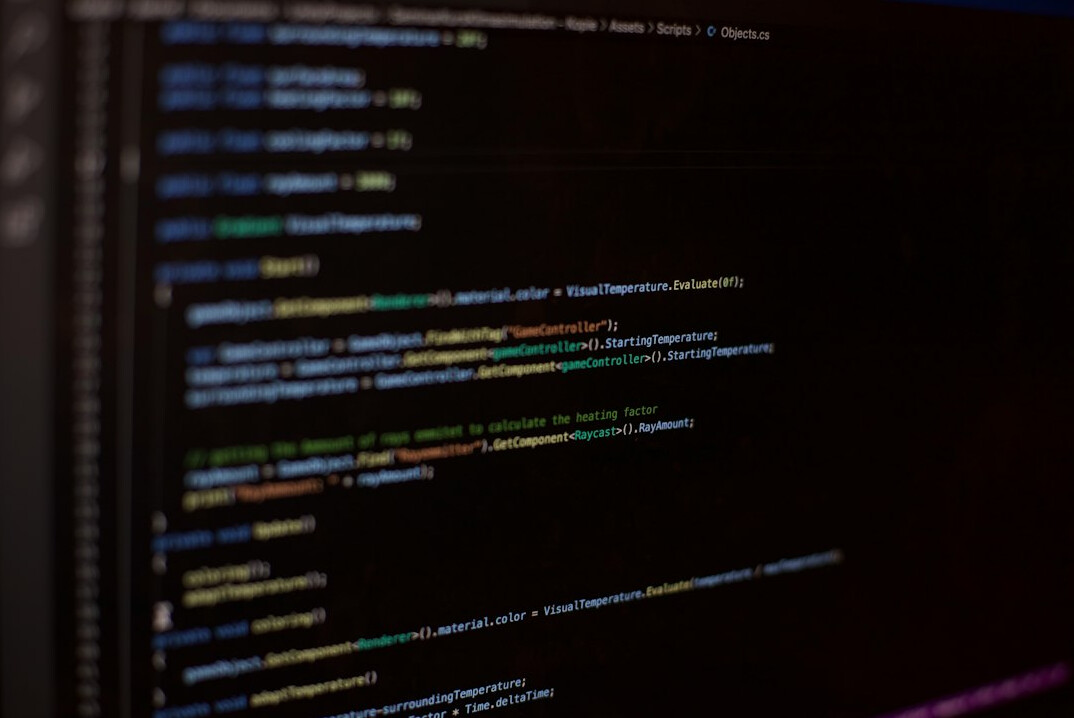 code on screen close up